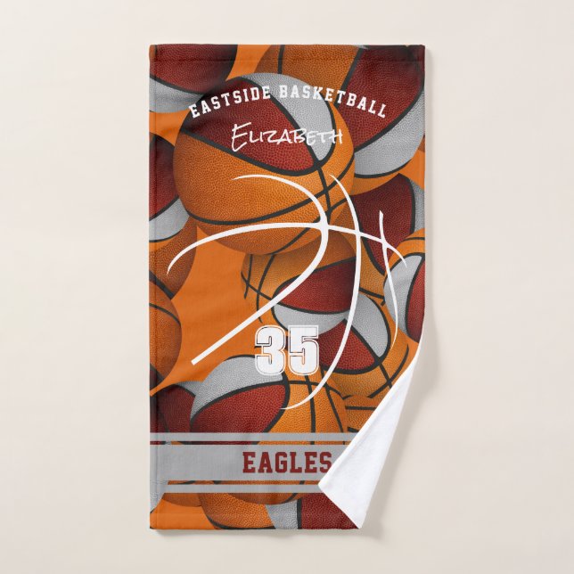 Maroon graue Basketballmannschaft färbt Athleten N Handtuch (Handtuch)