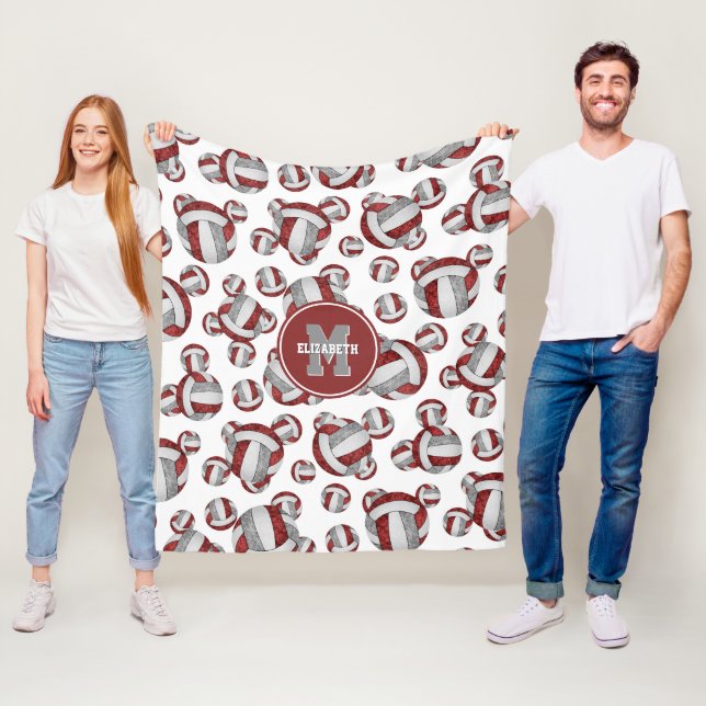 Maroon graue Girl School Mannschaft Farben Volleyb Fleecedecke (Beispiel)