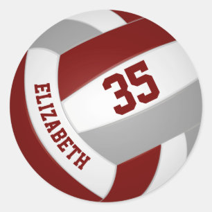 Maroon Grauen Team färbt Jungs Volleyball Runder Aufkleber