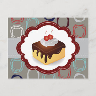 Maroon/Grauer Kuchen mit Kirschen Postkarte