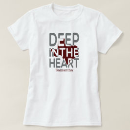 Maroon & Gray TX Staat Cutout Tief im Herzen T-Shirt
