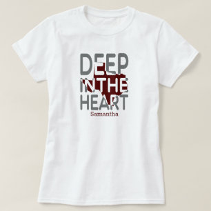 Maroon & Gray TX Staat Cutout Tief im Herzen T-Shirt