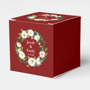 Maroon Greenery Personalisierte Namen Datum Hochze Geschenkschachtel