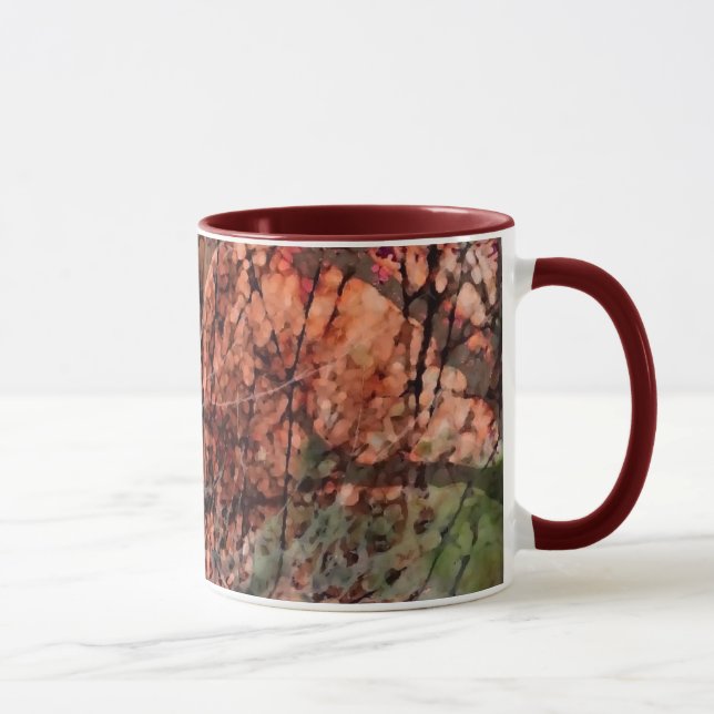 Maroon Handled Layered Trees Tasse (Rechts)
