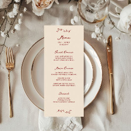 Maroon Handwriting Wedding Menu Menükarte