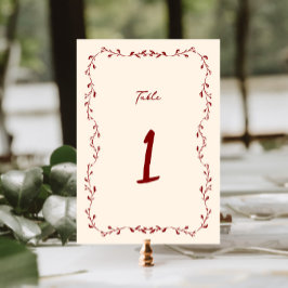 Maroon Handwriting Wedding Tischnummer