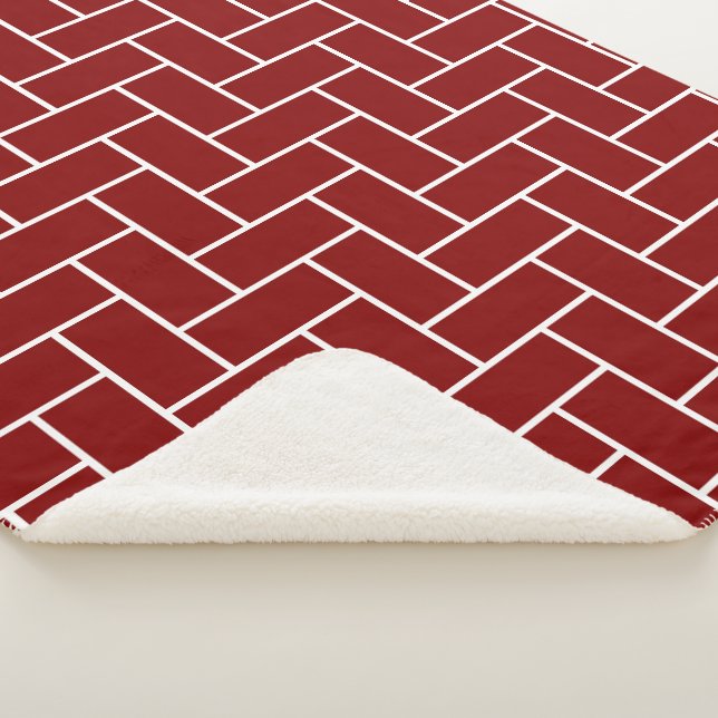 Maroon Herringbone Pattern Sherpadecke (3/4)