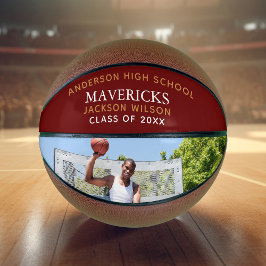 Maroon High School Player Foto Personalisiert Basketball