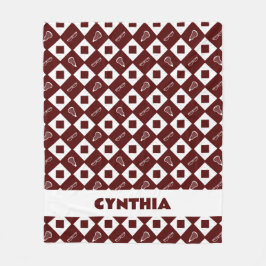 Maroon Lacrosse Raute Pattern Fleece Blanket