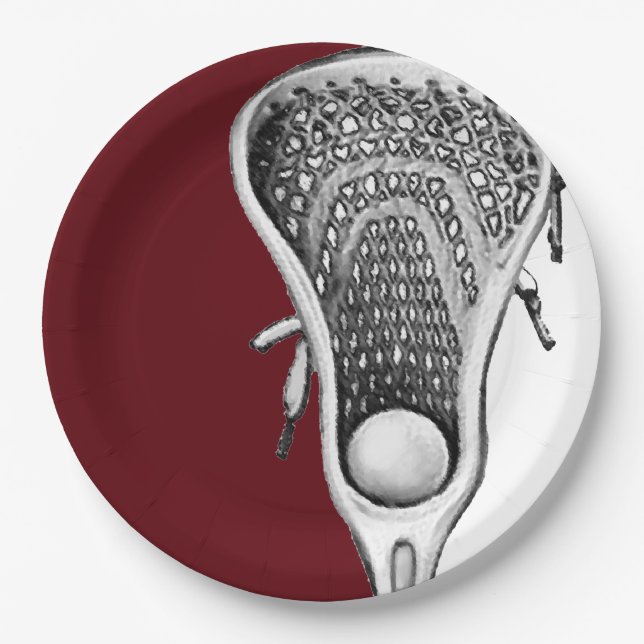 Maroon Lacrosse Sports Party Paper Plate Pappteller (Vorderseite)