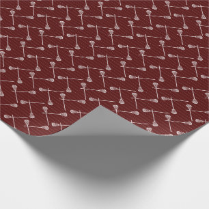 Maroon Lacrosse Weiße Stifte Gemustert Geschenkpapier