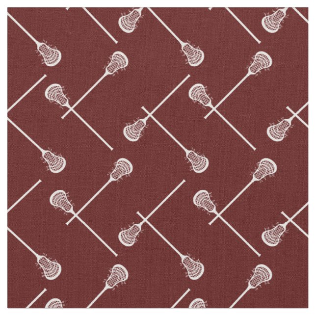 Maroon Lacrosse White Sticks Gemustert Stoff (Nahaufnahme)