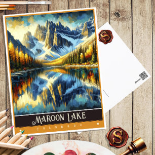 Maroon Lake, Colorado   Vintage Malerei Postkarte