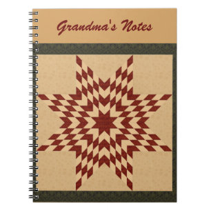 Maroon Lone Star Quilt Design Notizblock