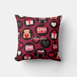 Maroon Love Pattern Kissen