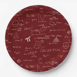 Maroon Math Equations Formulas Abschluss Pappteller