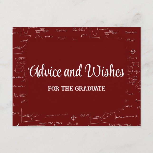 Maroon Math Graduation Party Advice for Graduate Begleitkarte (Vorderseite)
