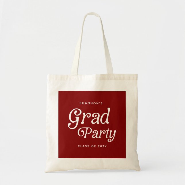 Maroon Minimal Retro Abschluss Tote Bag Tragetasche (Vorne)