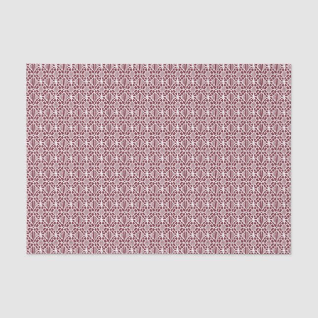Maroon mit weißem Crochet-Spitzenmuster Seidenpapier (Vorderseite)
