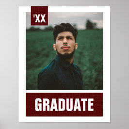 Maroon Modern Textured Foto Abschluss Poster