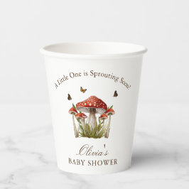 Maroon Mushroom Butterfly Theme Kinderdusche Pappbecher