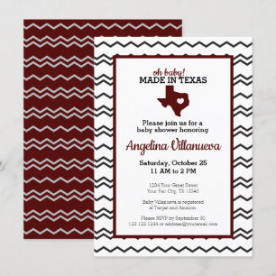 Maroon Oh Baby! Zickzack Made in Texas Dusche Einladung