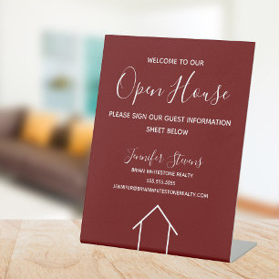 Maroon Open House Custom Immobilienunternehmen Sockelschild