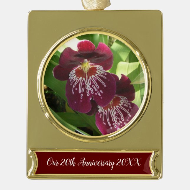 Maroon Orchids II Elegante Banner-Ornament Gold (Vorderseite)