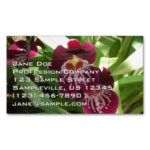 Maroon Orchids II Elegante Blüten Magnetische Visitenkarte