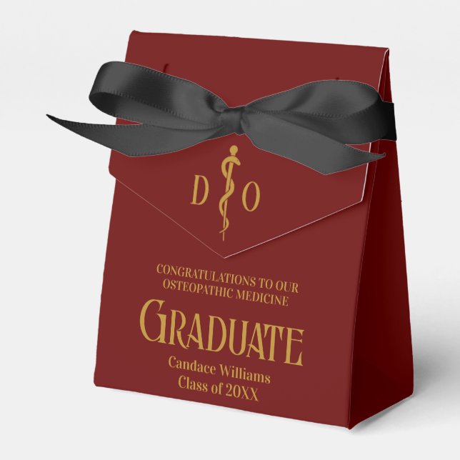 Maroon Osteopathic Medical School Graduation Party Geschenkschachtel (Vorderseite)