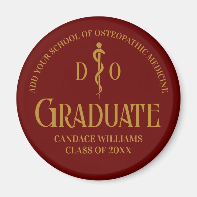 Maroon Osteopathic Medical School Graduation Party Magnet (Vorne)