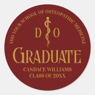 Maroon Osteopathic Medical School Graduation Party Runder Aufkleber