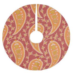 Maroon Paisley: Türkischer Cucumber-Ornament. Polyester Weihnachtsbaumdecke