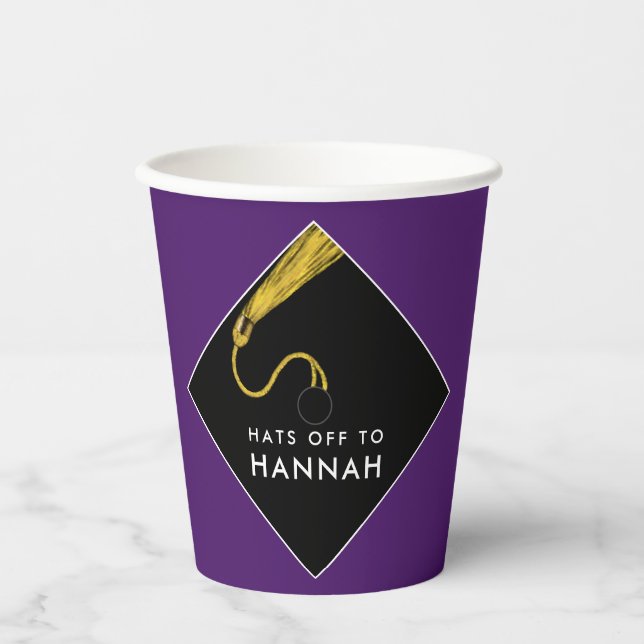 Maroon Paper Cups der personalisiert Graduierungsp Pappbecher (Vorderseite)