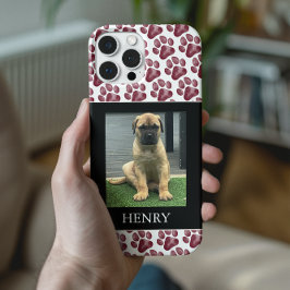 Maroon Paw Print Dog Foto Case