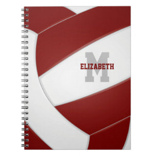 Maroon personalisiert Girls Jungs Volleyball Notizblock