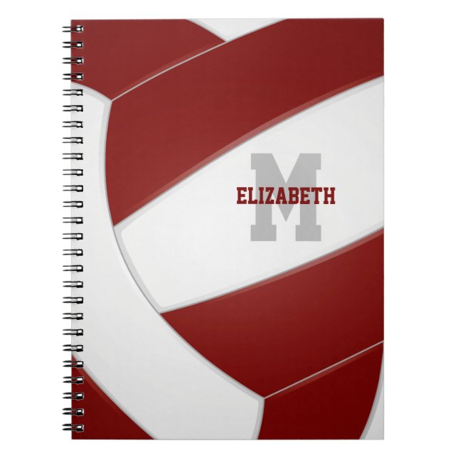Maroon personalisiert Girls Jungs Volleyball Notizblock (Vorderseite)