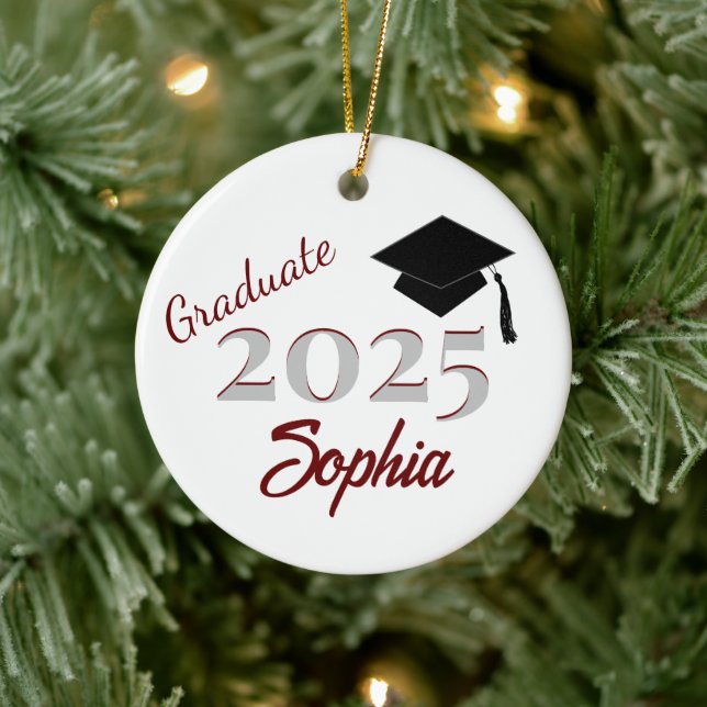 Maroon personalisiert Graduate Keramik Ornament (Baum)