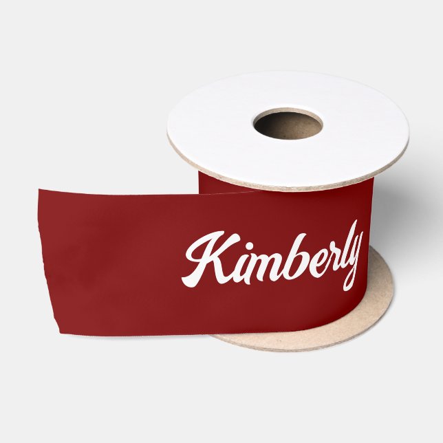 Maroon Personalisiert Script Name School Satinband (Spule)