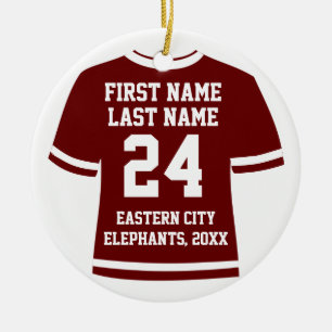 Maroon Photo Football Soccer Hockey Sports Jersey Keramik Ornament