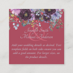 Maroon Pink Floral Wedding Template Begleitkarte