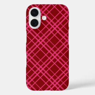 Maroon Pink Karo Gitter Karomuster Design iPhone 16 Hülle