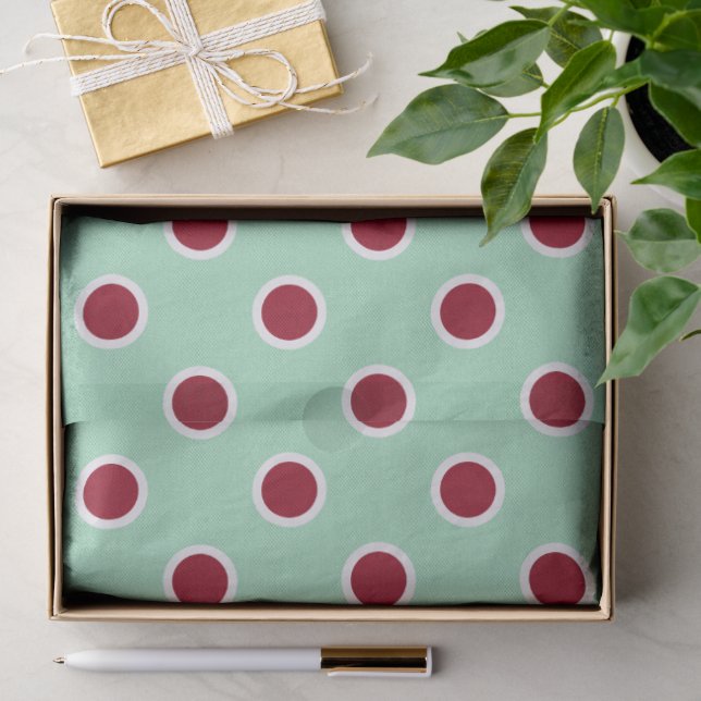 Maroon Polka Dots zum Grünbuch über Minze Seidenpapier (Geschenk)