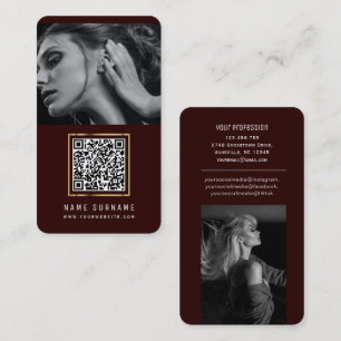 Maroon QR Code Social Media Modernes stilvolles Fo Visitenkarte