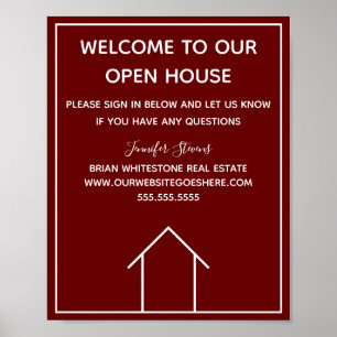 Maroon Real Anwesen Company Custom Open House Poster