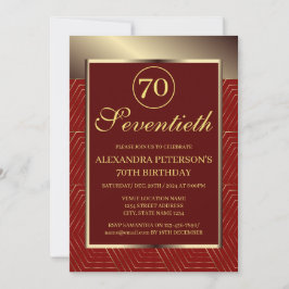 Maroon Red and Gold Gemustert Border Birthday Einladung
