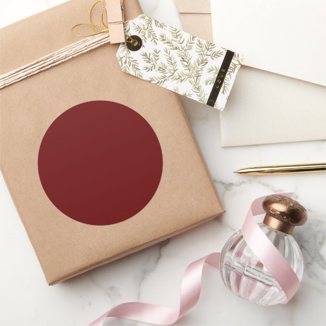 Maroon Red Circle Vollfarbe Runder Aufkleber (Schenken)