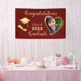 Maroon Red Class 2025 Abschluss Foto Banner