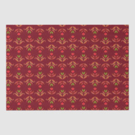 Maroon Red Folk Art Floral Gemütliches & rustikale Seidenpapier