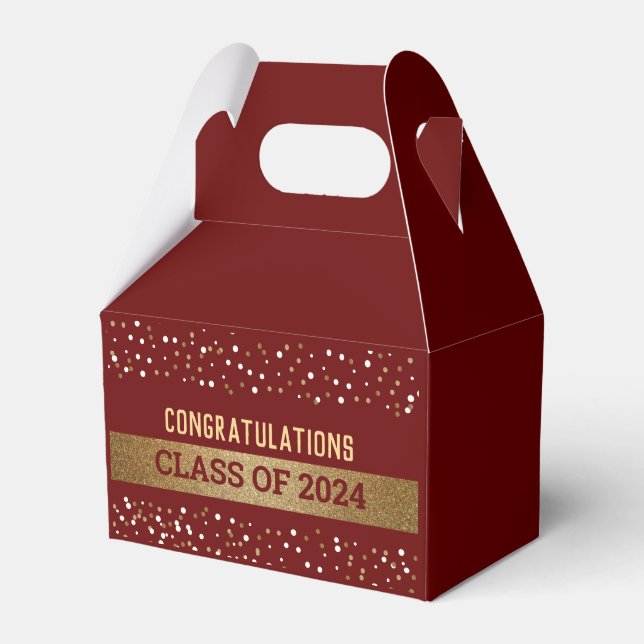 Maroon Red Gold Glückwunschklasse 2024 Geschenkschachtel (Vorderseite)